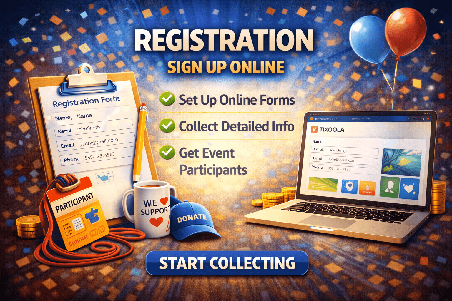 Tixoola registration — programs, forms, waivers, and operations